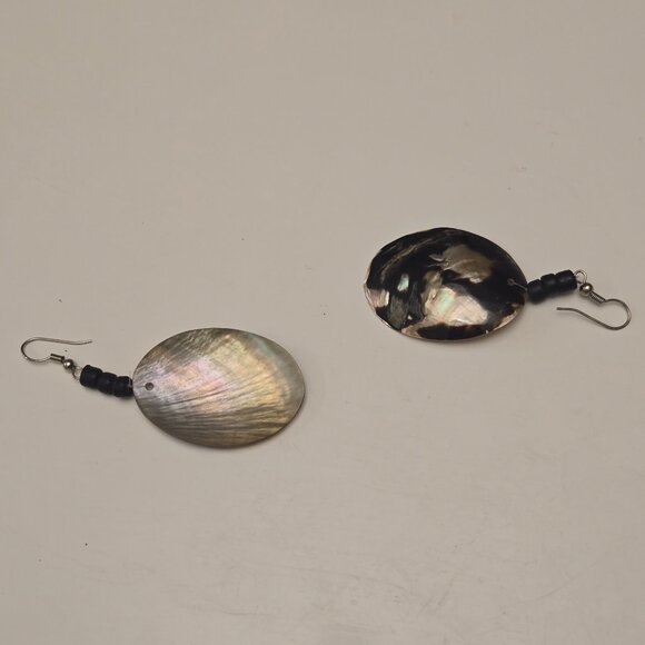 Women's Brown Mother of Pearl Abstract Print Pierced Earrings - Dk Brown - NWOT - Picture 4 of 11